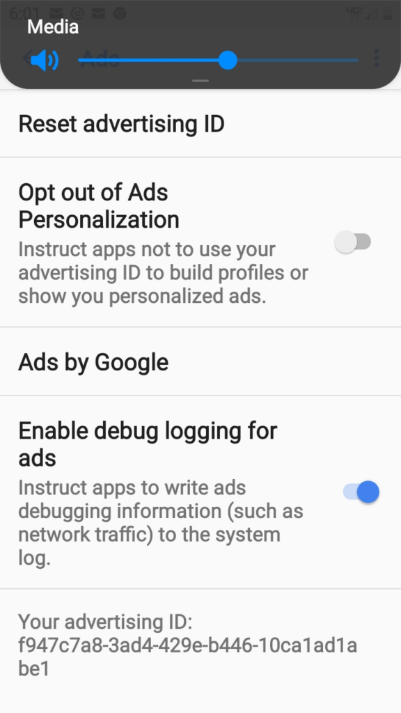 Android Advertising ID Opt out example